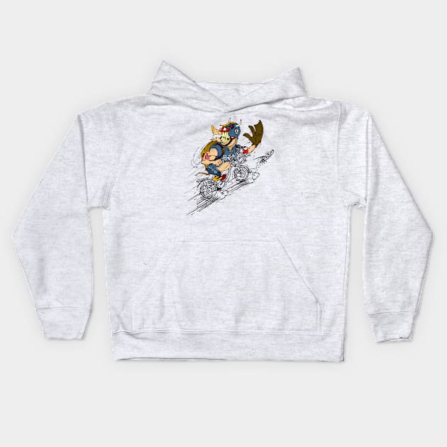 skater turtle bike Kids Hoodie by roombirth